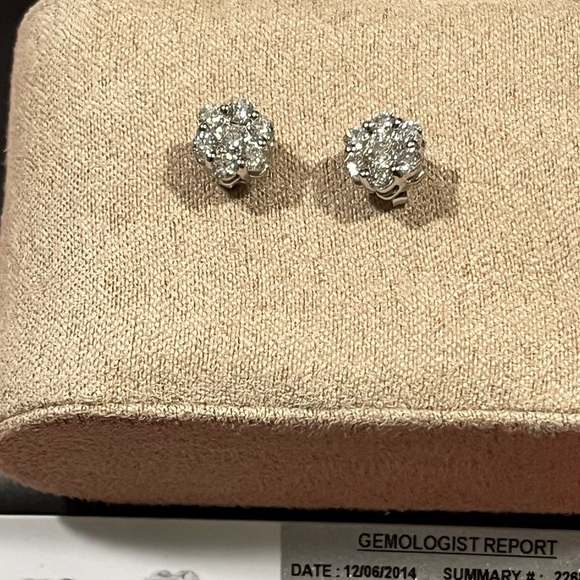 SAKS FIFTH AVE NIB AUTHENTIC LUXURY COLORLESS DIAMONDS/18K WHITE GOLD EARRINGS - Picture 11 of 15